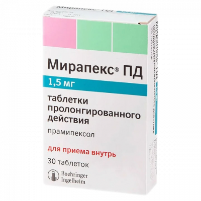Мирапекс ПД 1,5 мг N30 таблетки