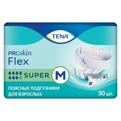 Подгузники Тена флекс супер М №30  (бед.71-102 см)