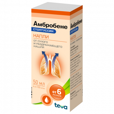 Амбробене Стоптуссин капли внутр. 4мг+100мг/мл 50мл №1