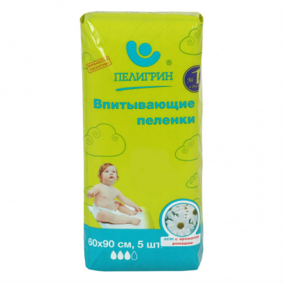 Пеленки впитывающие Пелигрин детские N5 60х90  (005584)